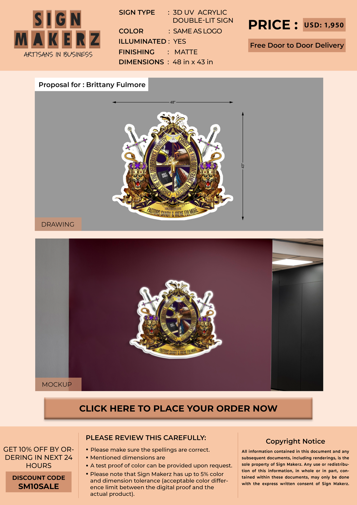 3D UV Acrylic Double-lit Sign Brittany Fulmore