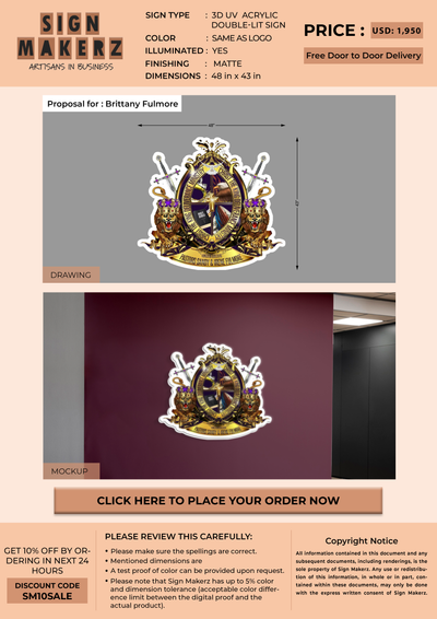 3D UV Acrylic Double-lit Sign Brittany Fulmore