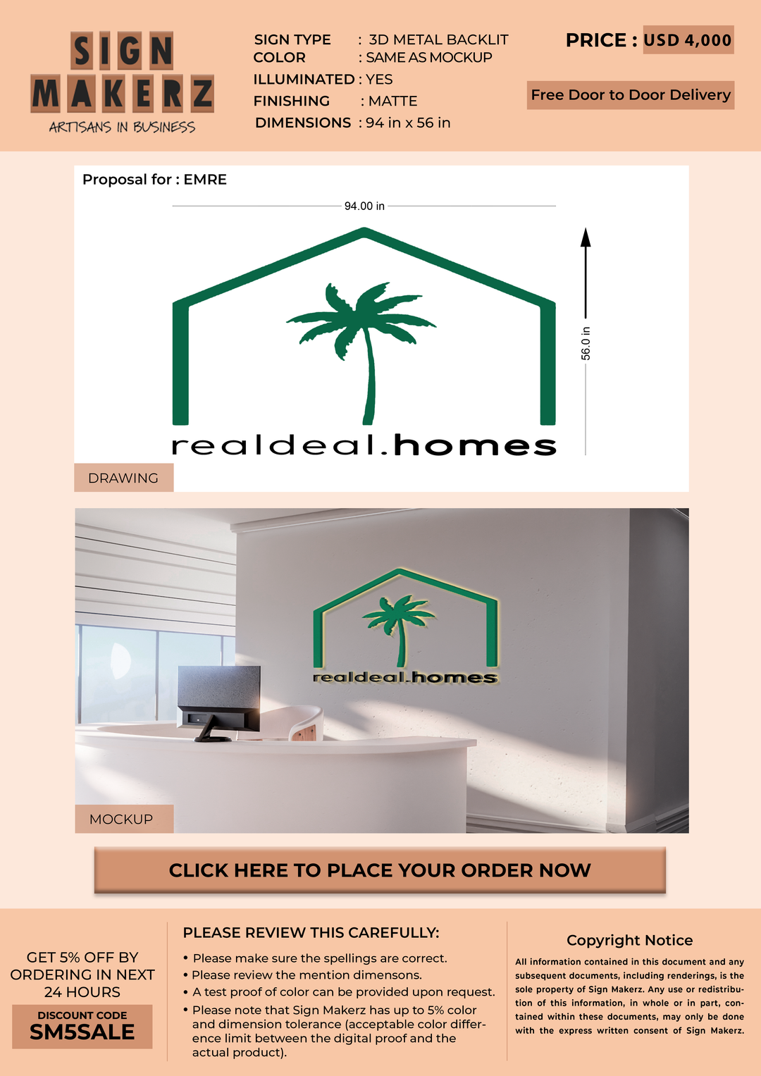 3d metal backlit for EMRE