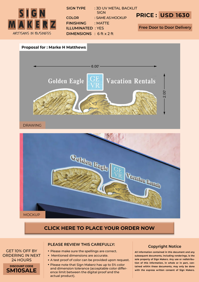 3D UV Metal Backlit Sign For Marke H Matthews