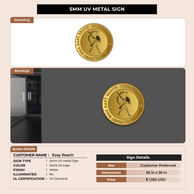 5MM UV Metal Sign for Easy Reach Chiropractic