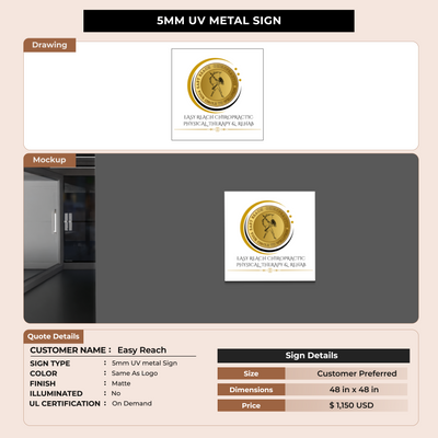 5MM UV Metal Sign for Easy Reach Chiropractic