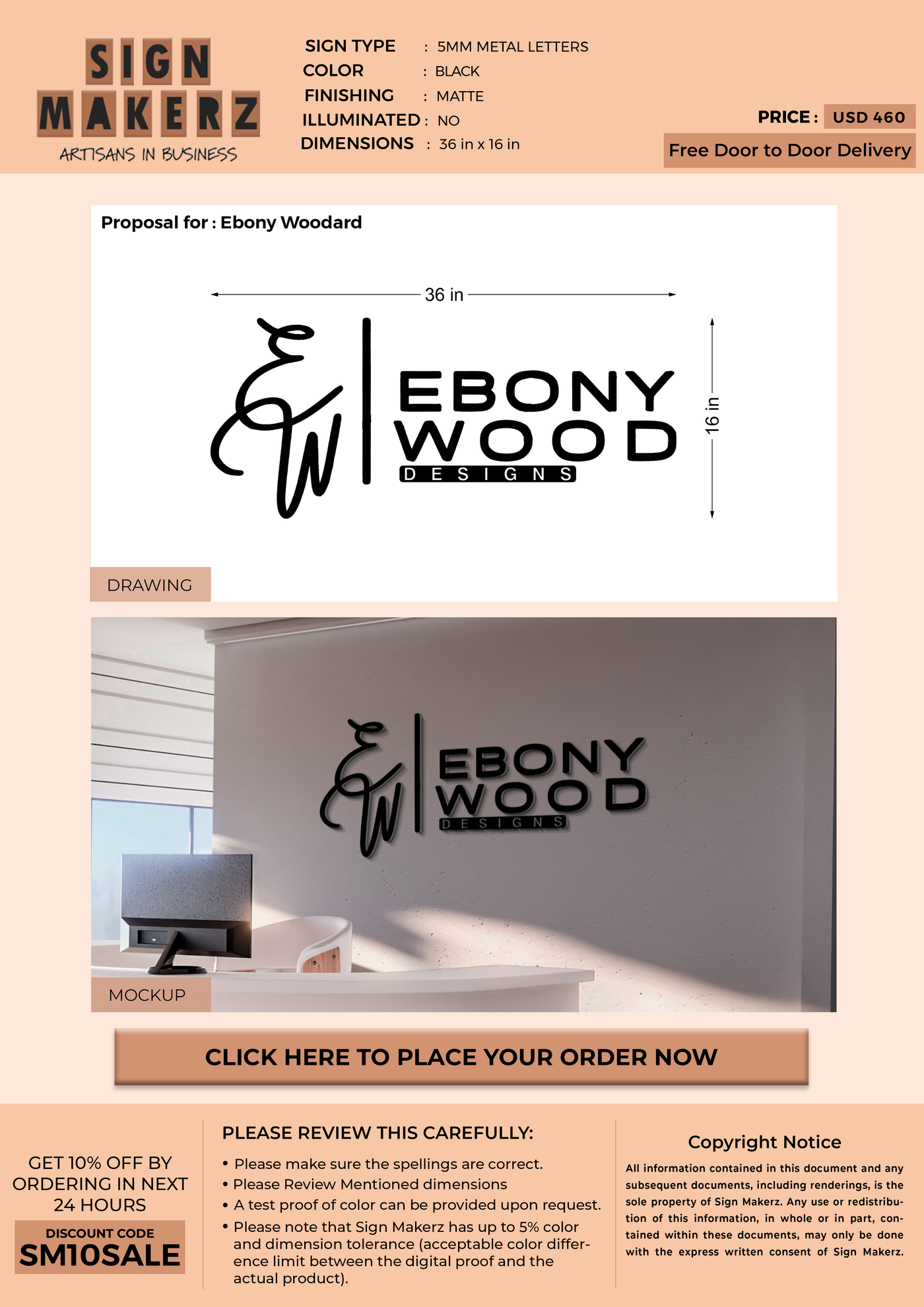 5mm metal sign for Ebony Woodard