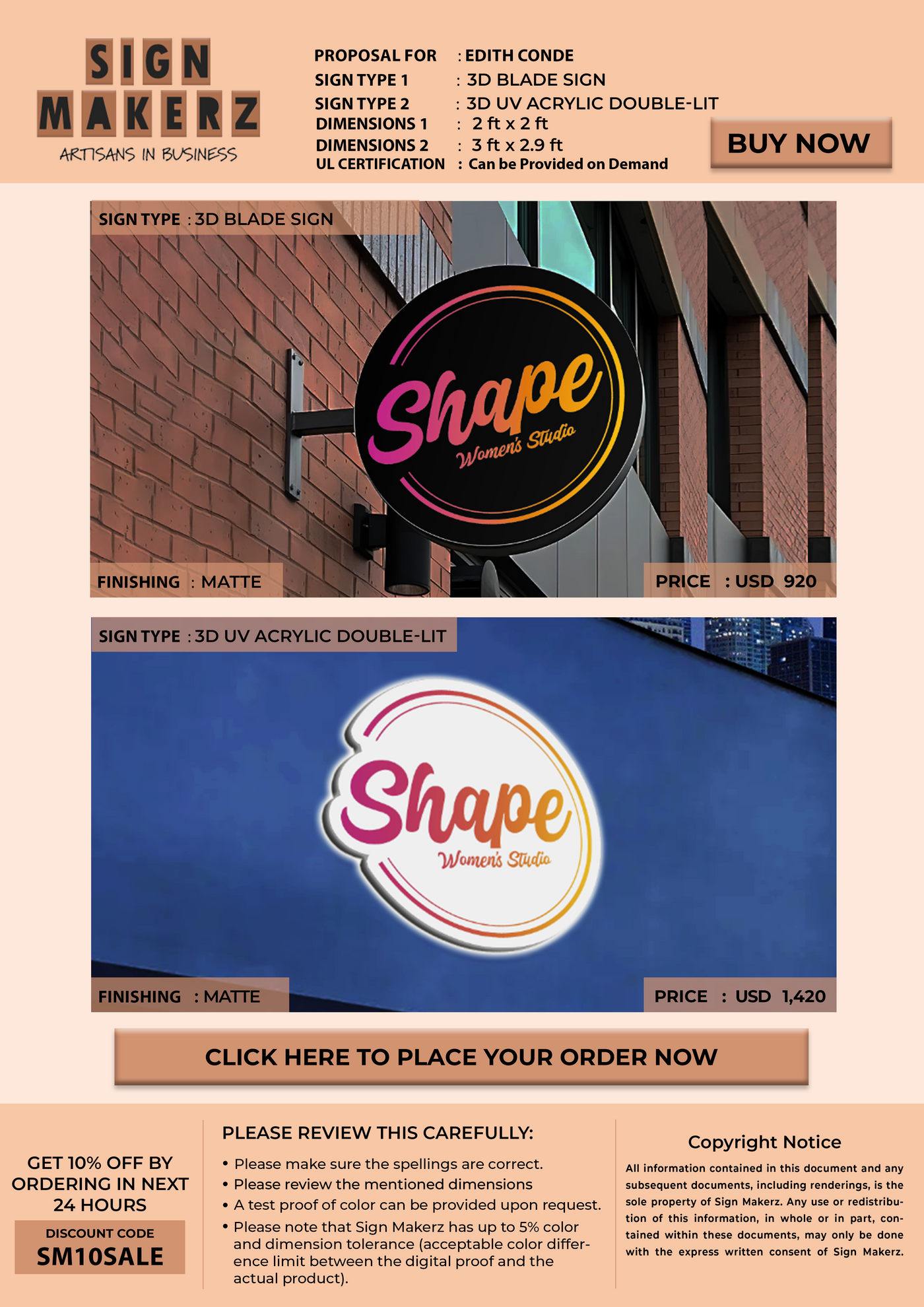 Business signage for Edith Conde