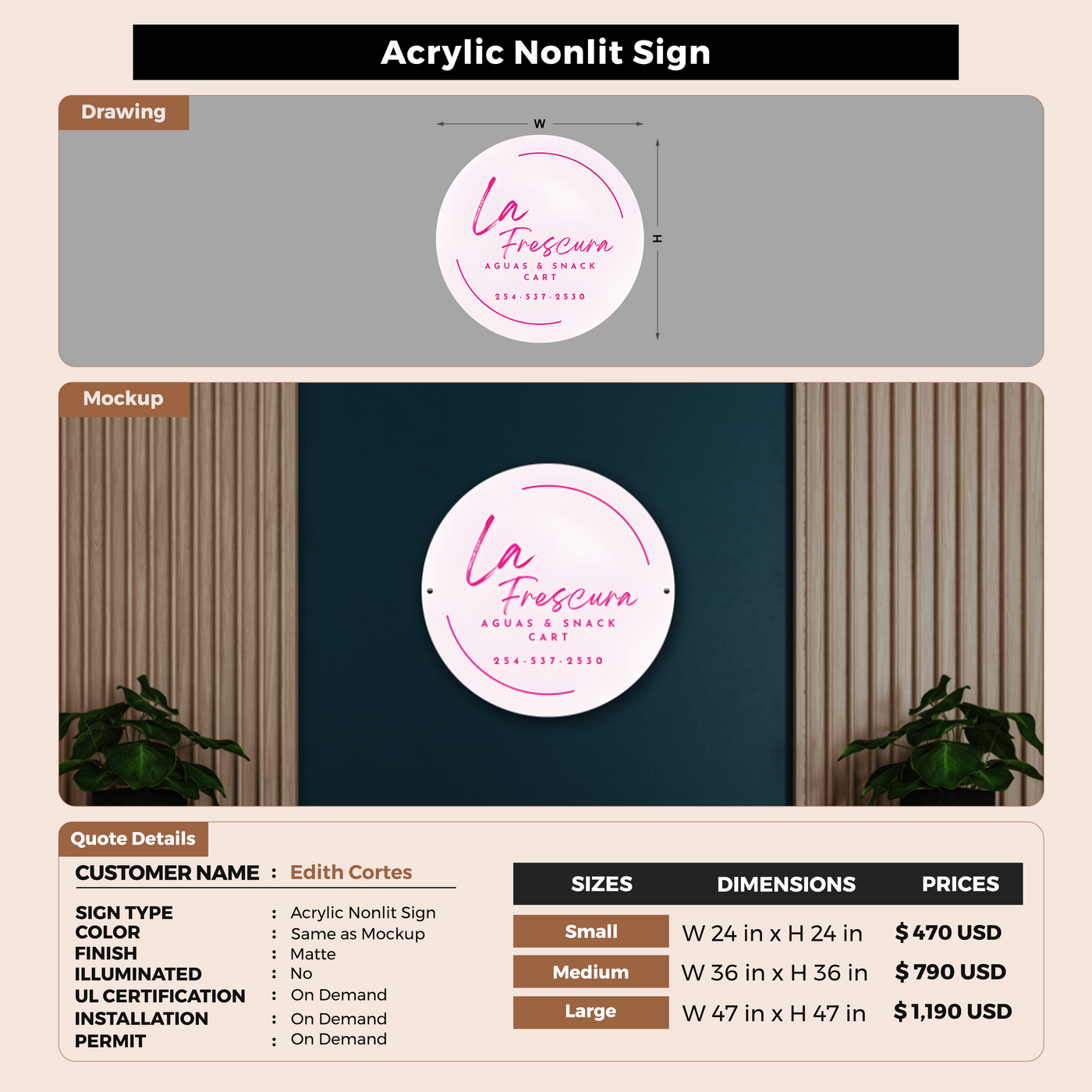 Custom Signs for Edith Cortes