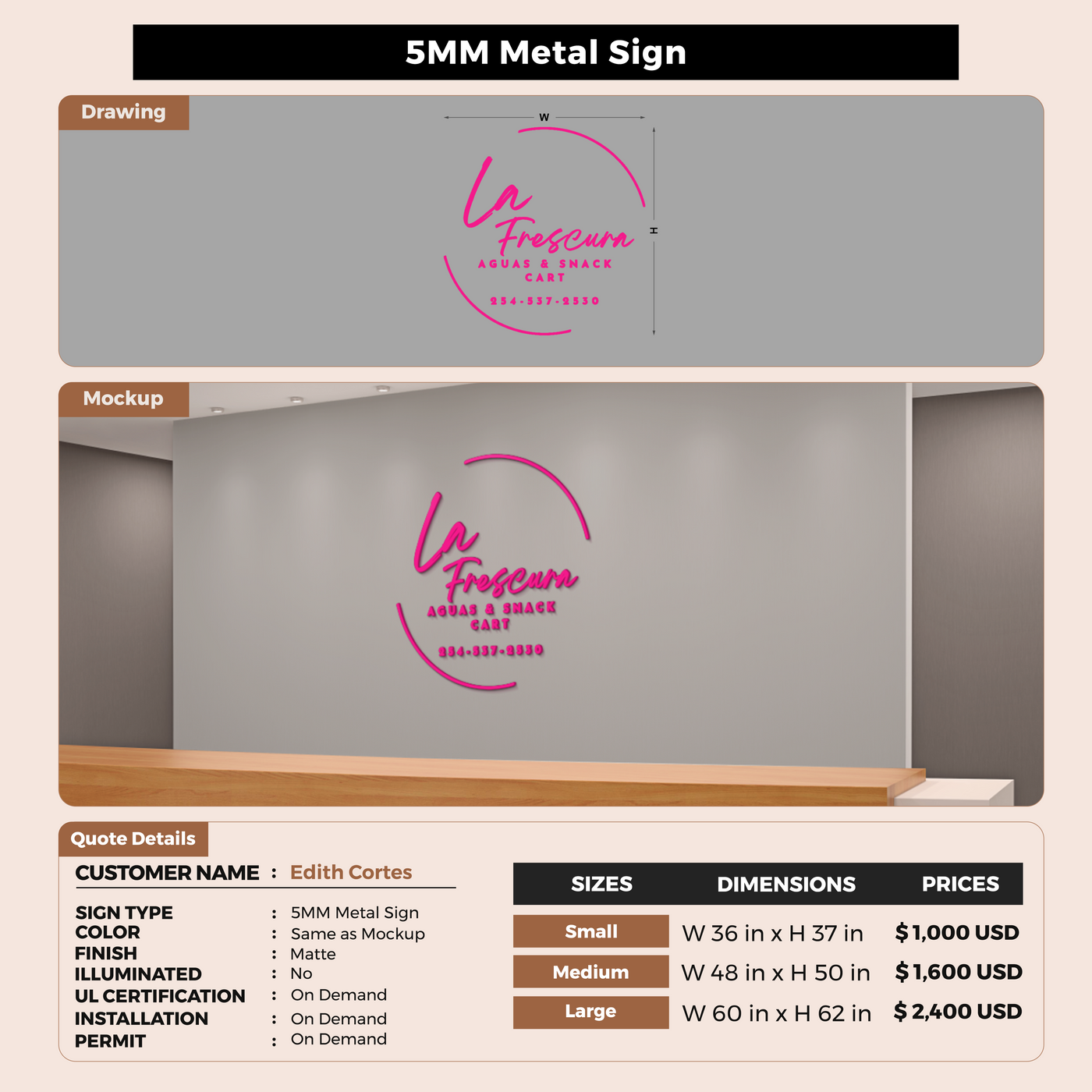 Custom Signs for Edith Cortes