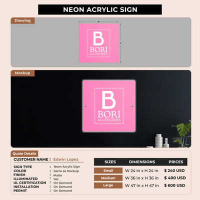 Neon Acrylic Sign for Edwin Lopez