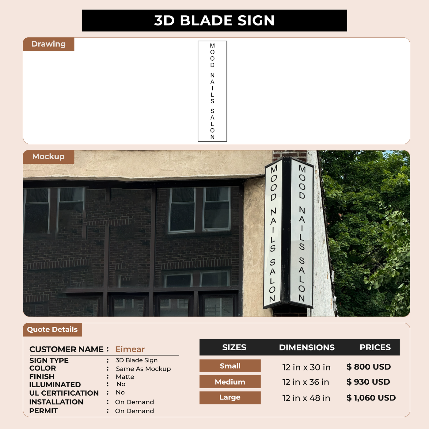 3D Blade Sign for Eimear