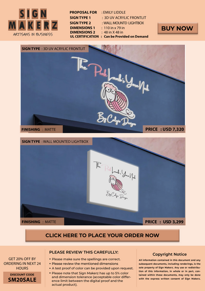 Custom Signs for Emily Liddle