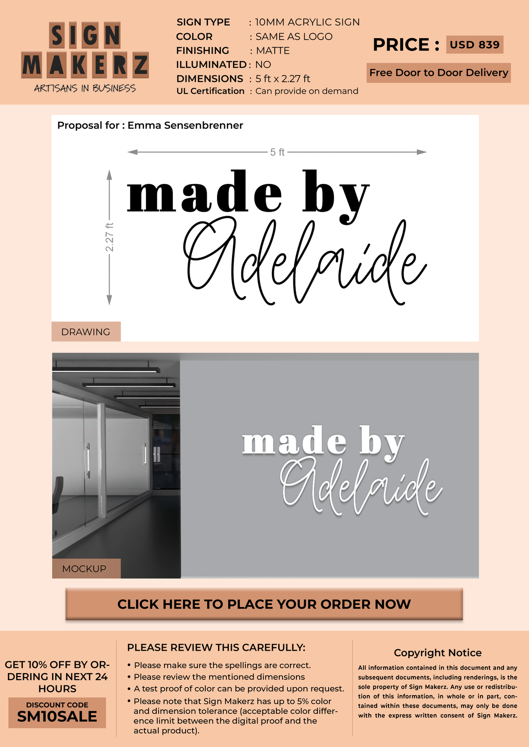 Business Signage for Emma Sensenbrenner