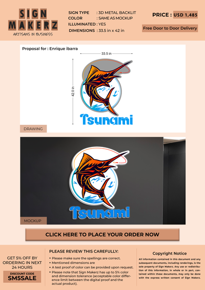 3d Metal Backlit Sign for Enrique ibarra