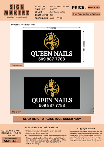 UV Acrylic Plates signage for Erick Tran