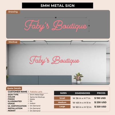 5MM Metal Sign For Fabiola Laris