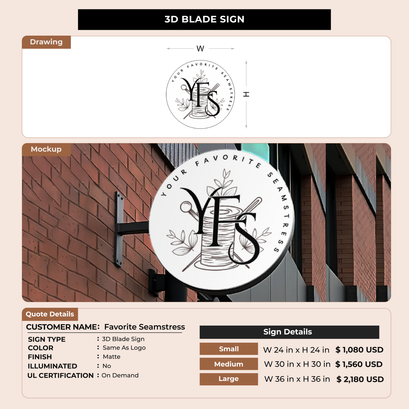 3D Blade sign for Your Favorite Seamstress