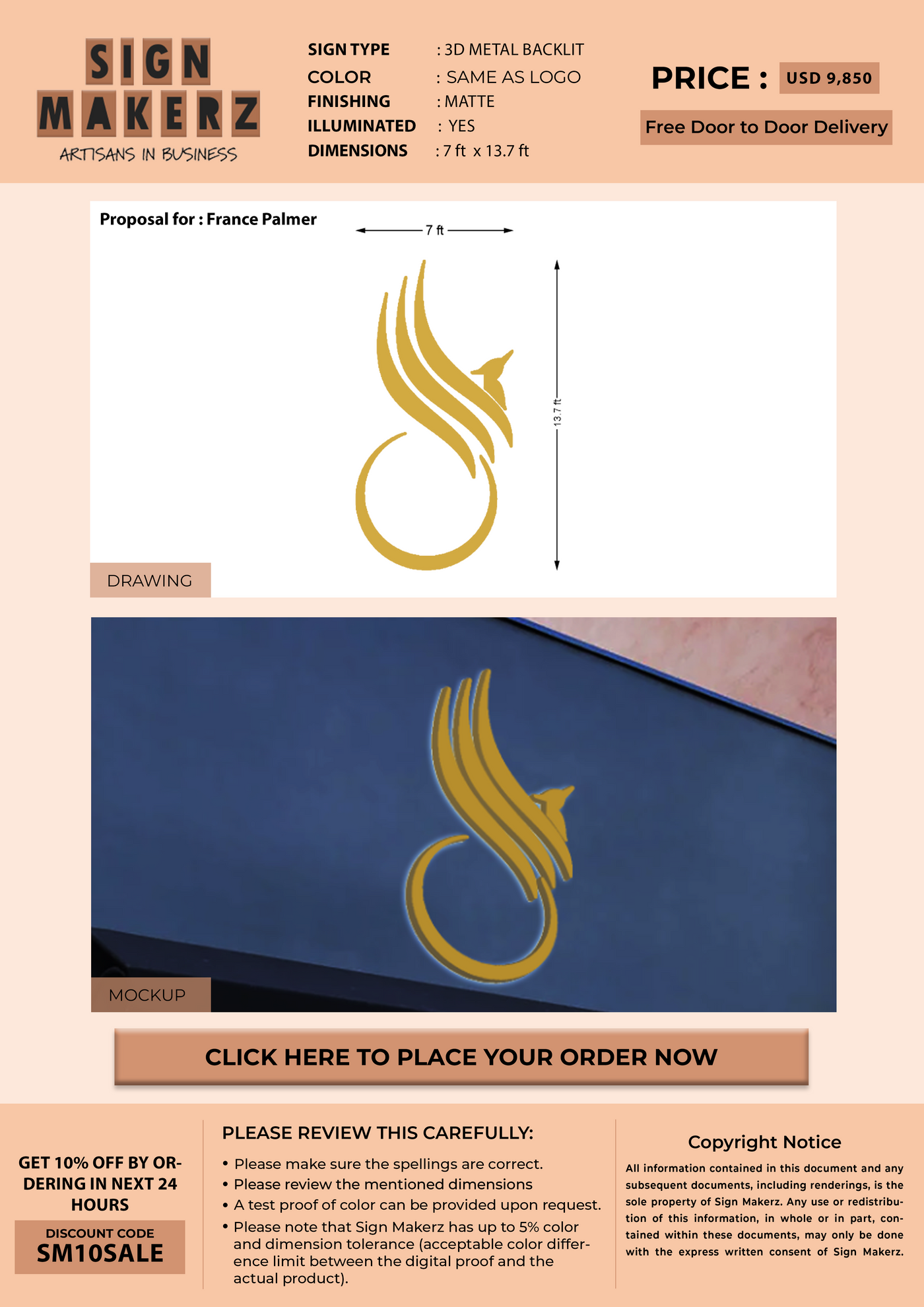 3D Business Signage for France Palmer