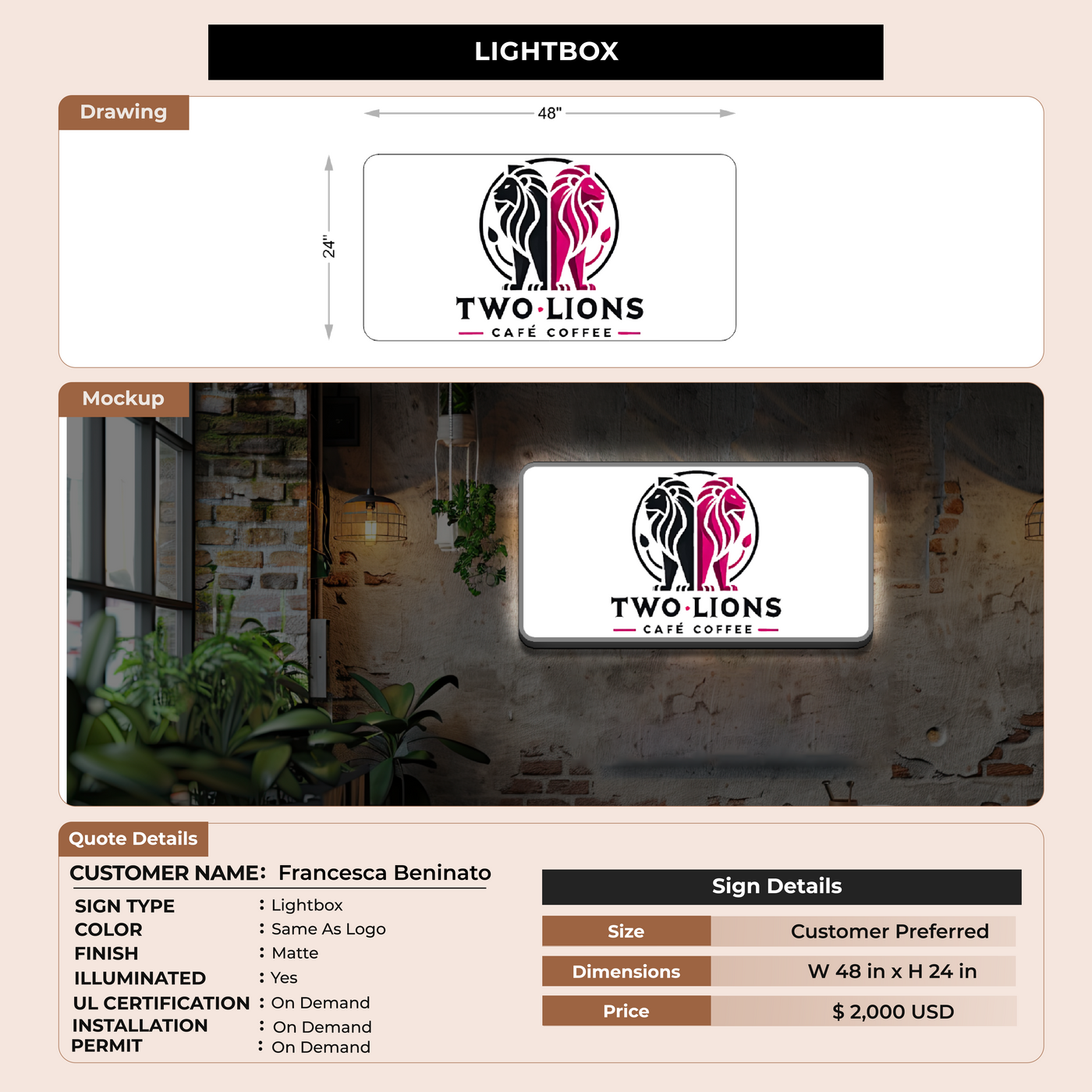 Custom Signs for Francesca Beninato