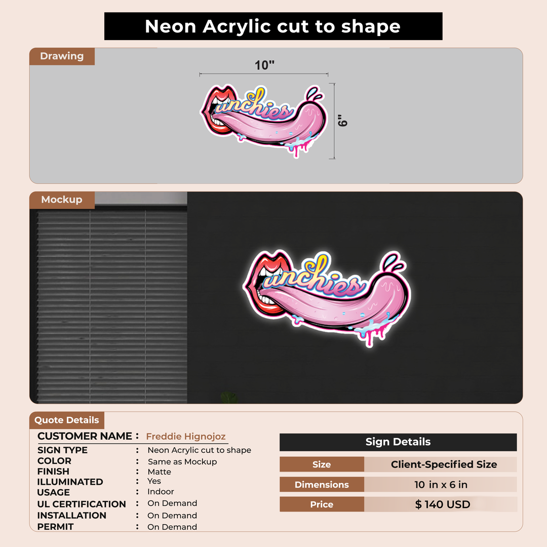 Neon Acrylic Sign for Freddie Hignojoz