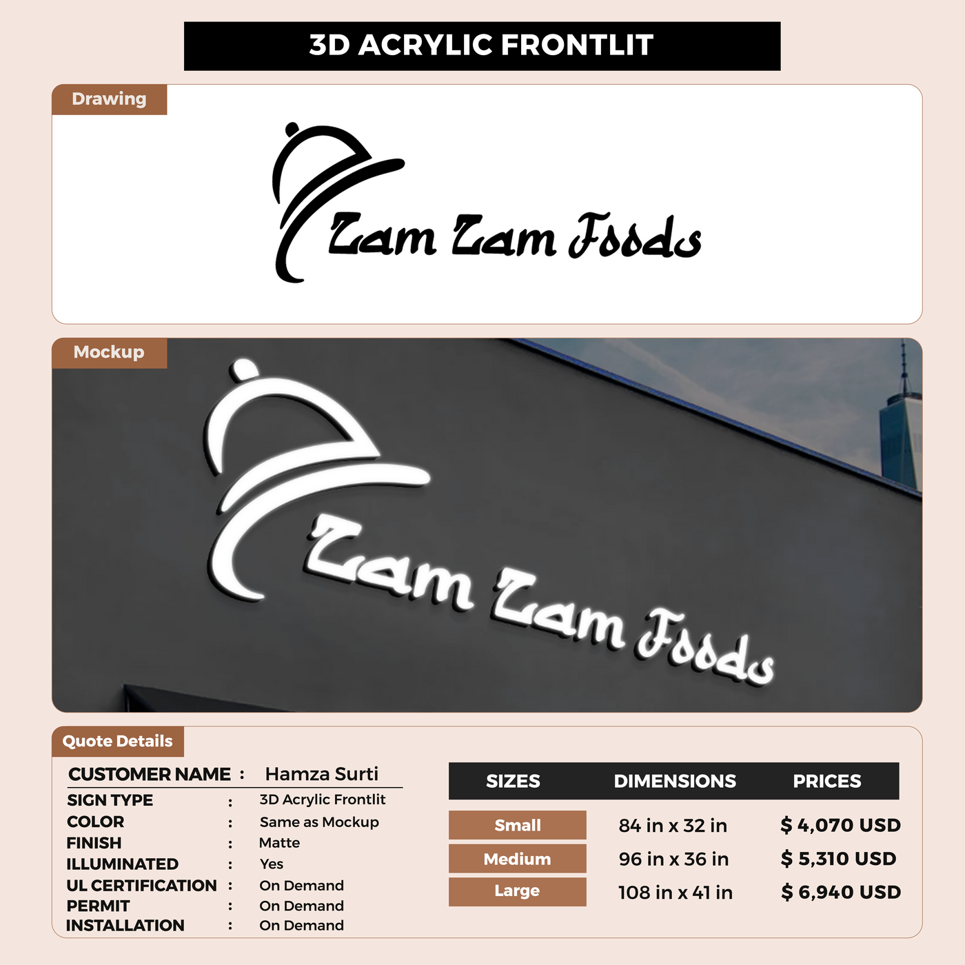 Business Signage for Hamza Surti