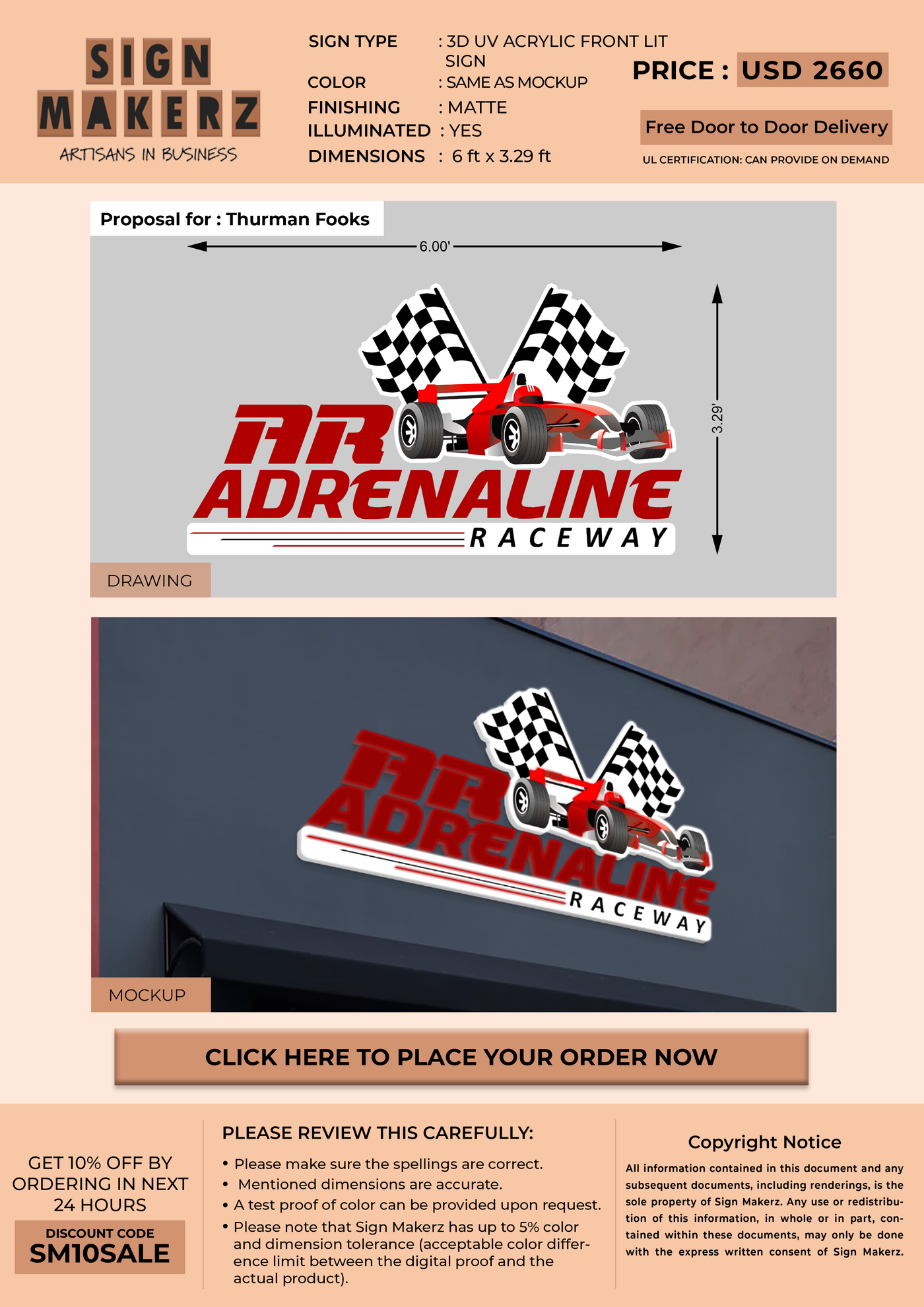 3D UV Acrylic Front-lit Sign For Thurman Fooks