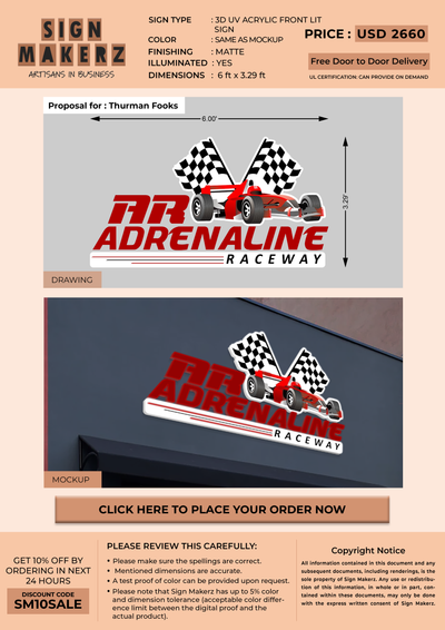 3D UV Acrylic Front-lit Sign For Thurman Fooks