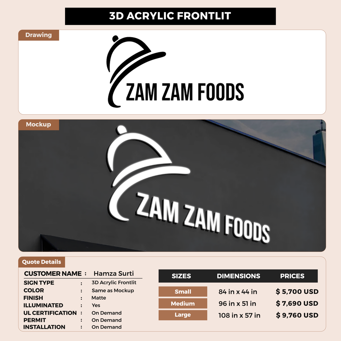 Business Signage for Hamza Surti