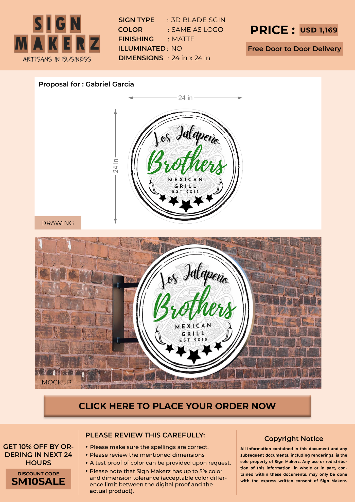 Business signage for Gabriel Garcia