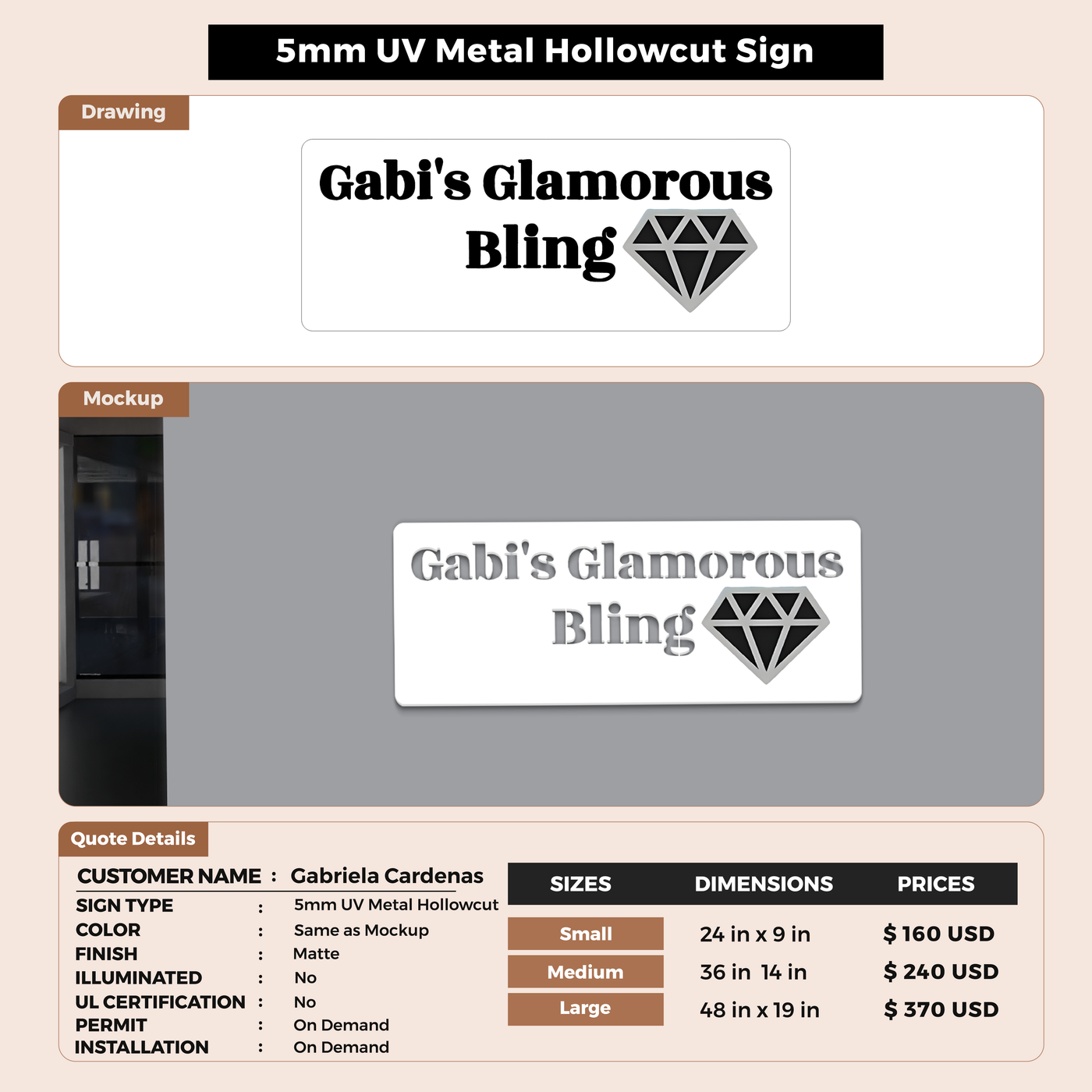 Custom Signs for Gabriela Cardenas