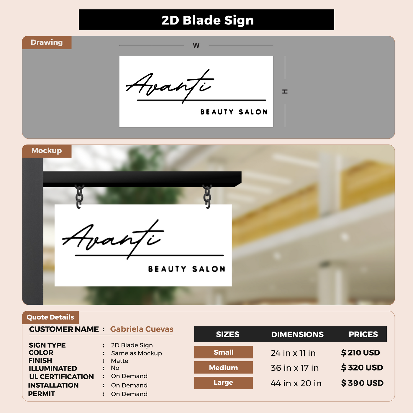 2D Blade sign for Gabriela Cuevas