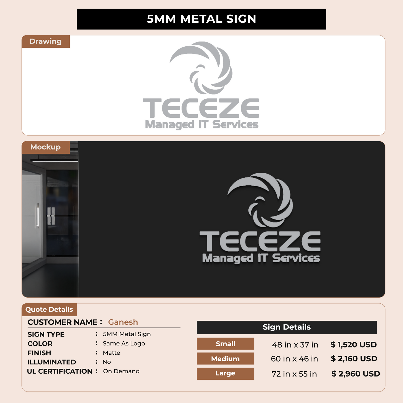5MM Metal Sign for Ganesh