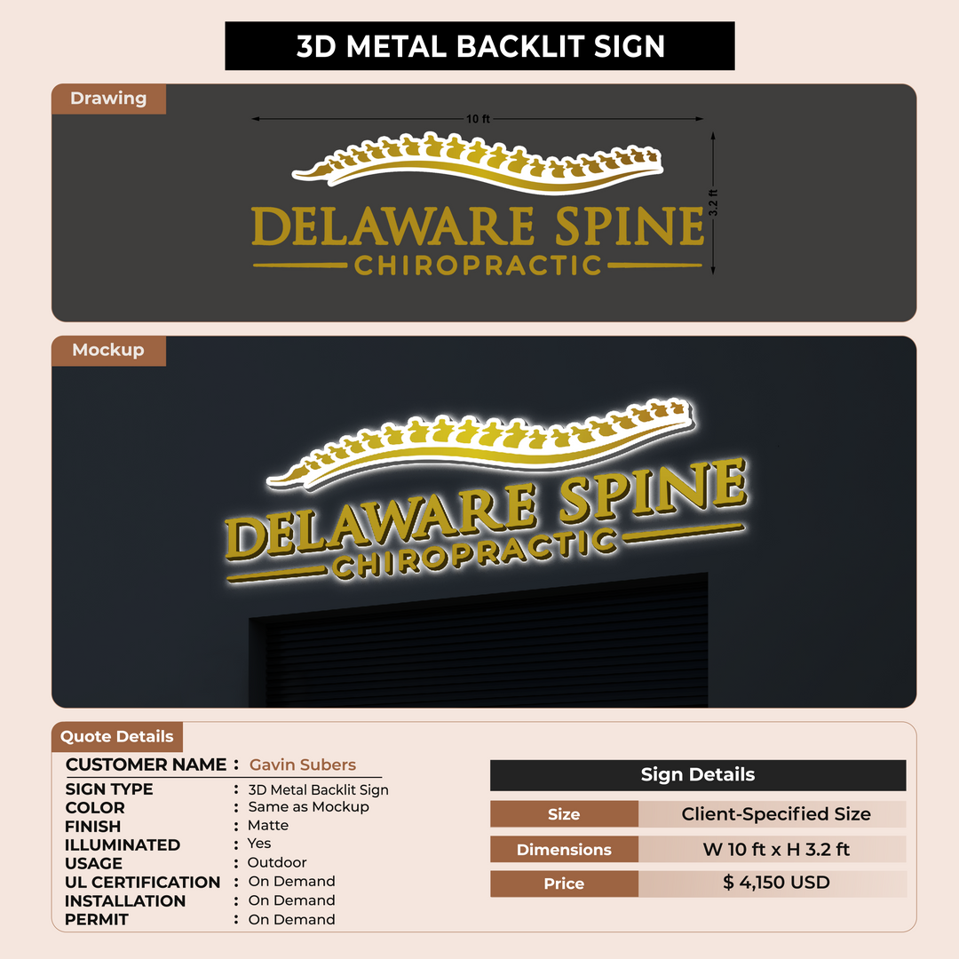 3D Metal Backlit for Gavin Subers