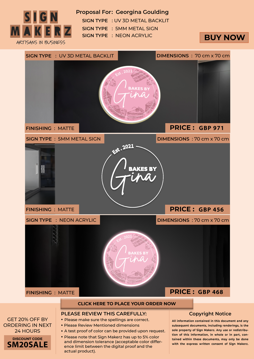 Business signage for Georgina Goulding