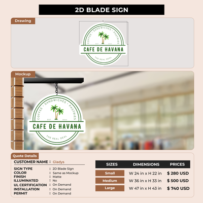 2D Blade Sign For Gladys