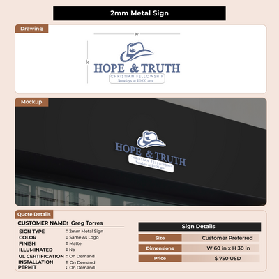 2mm Metal Sign for Greg Torres