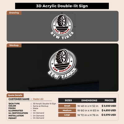 3D Acrylic Double-lit Sign For Hader Ali