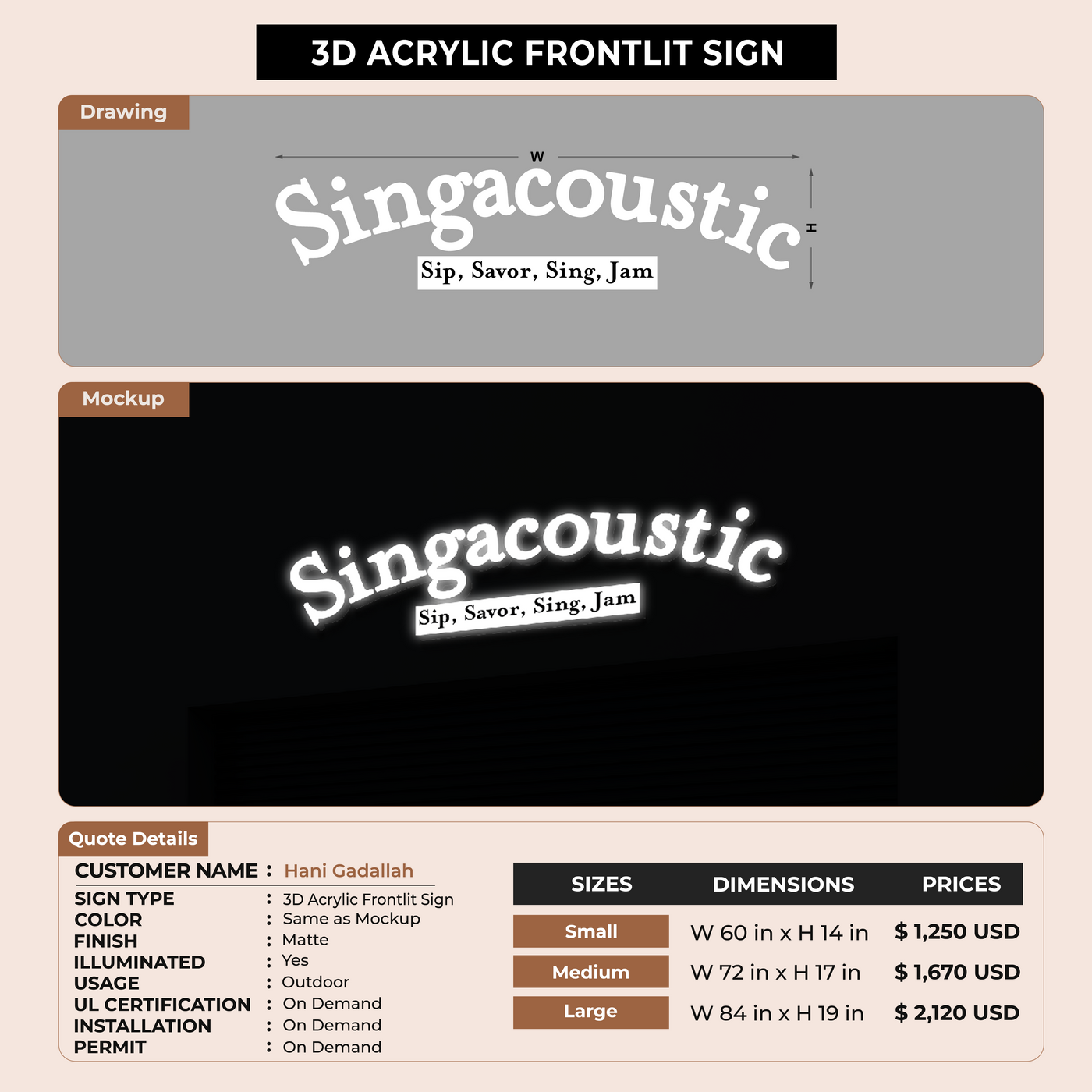 Acrylic Frontlit Sign for Hani Gadallah