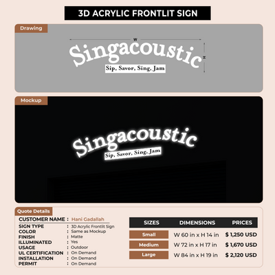 Acrylic Frontlit Sign for Hani Gadallah