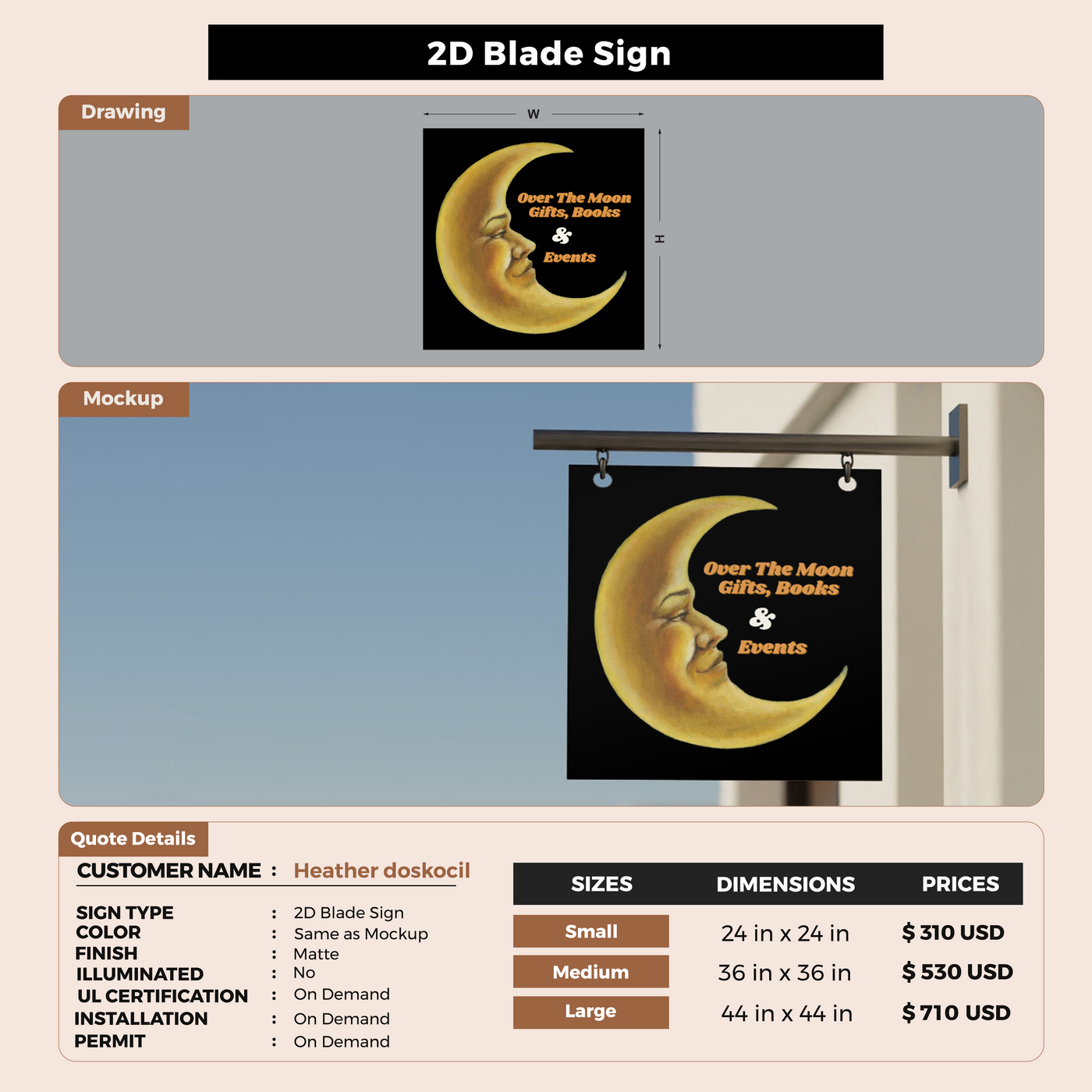 2D Blade sign for Heather doskocil
