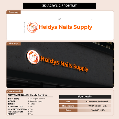 3D Acrylic Frontlit for Heidy Ramirez