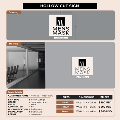 Hollow Cut Sign for Victoria Montgomery