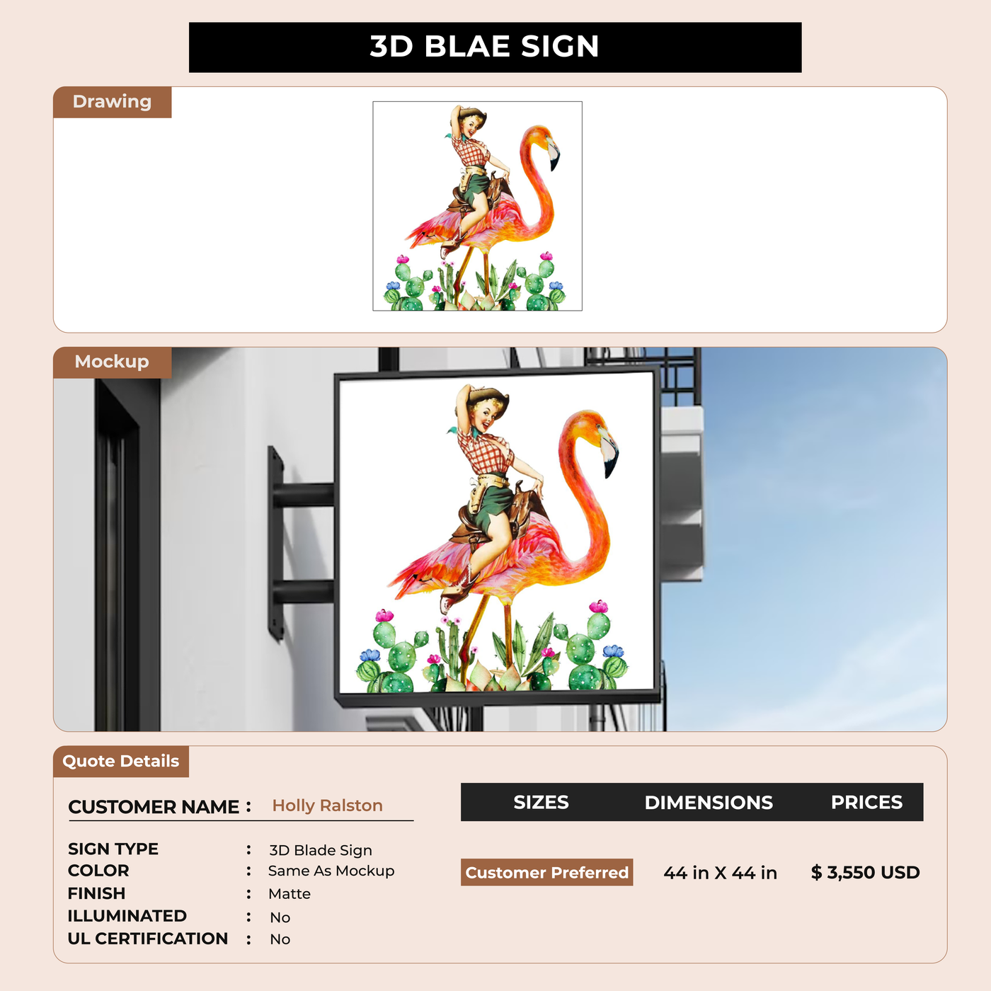 3d blade sign for Holly Ralston