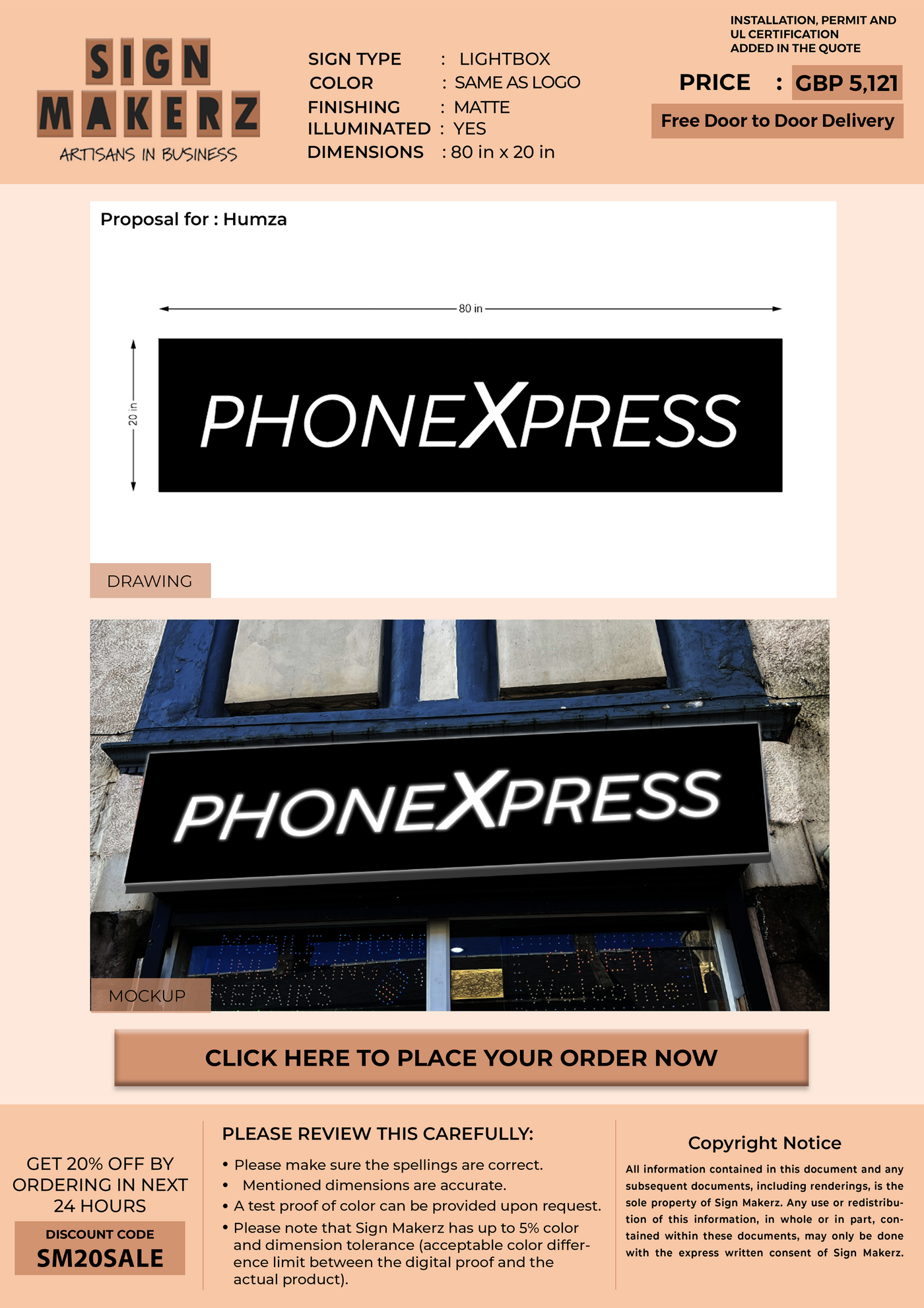 Light Box Sign for Humza