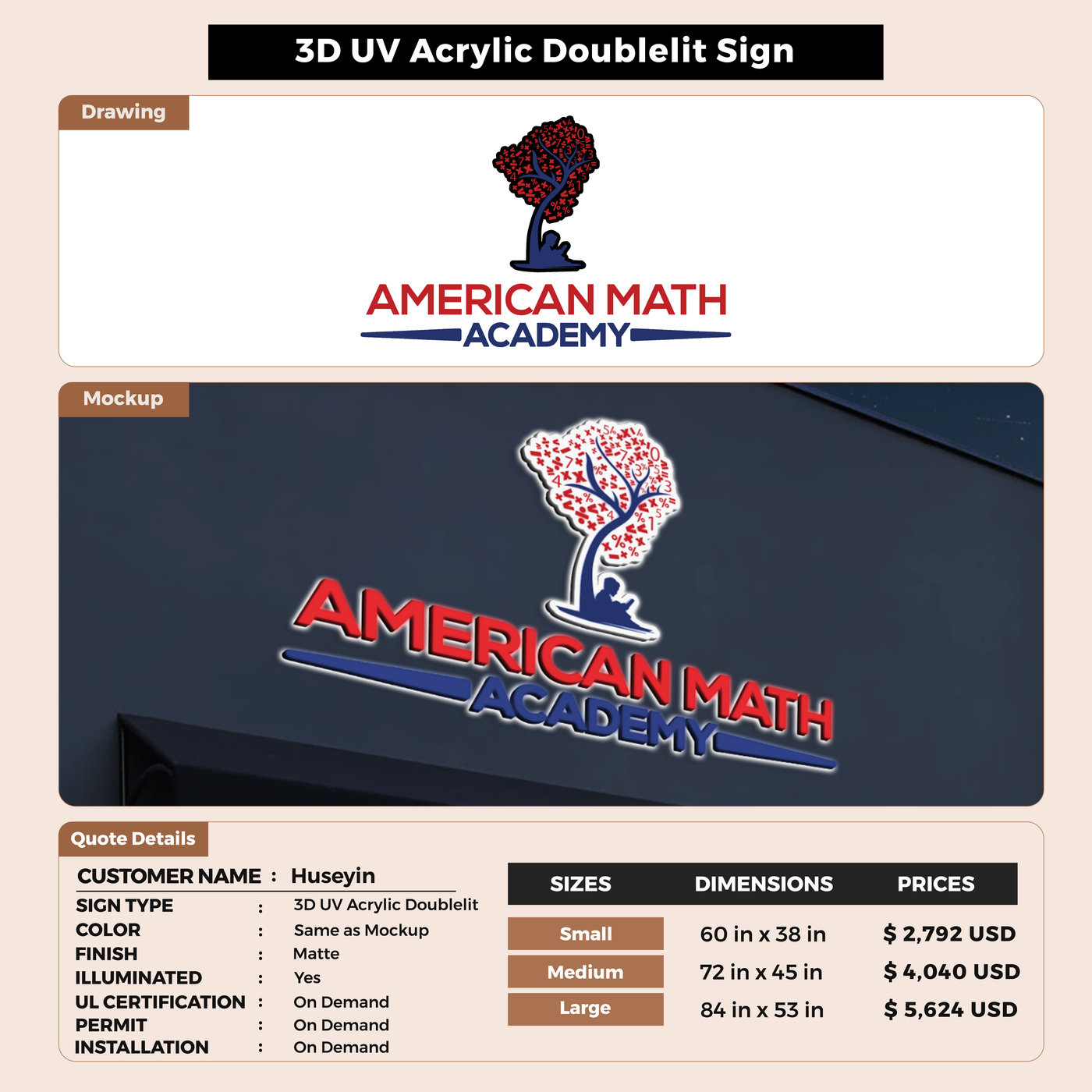 Custom Signs for Huseyin