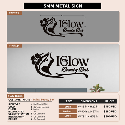 Custom Signs For IGlow Beauty Bar