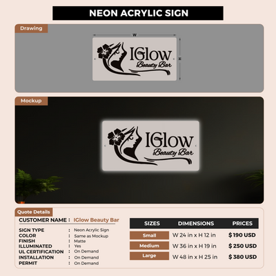 Custom Signs For IGlow Beauty Bar
