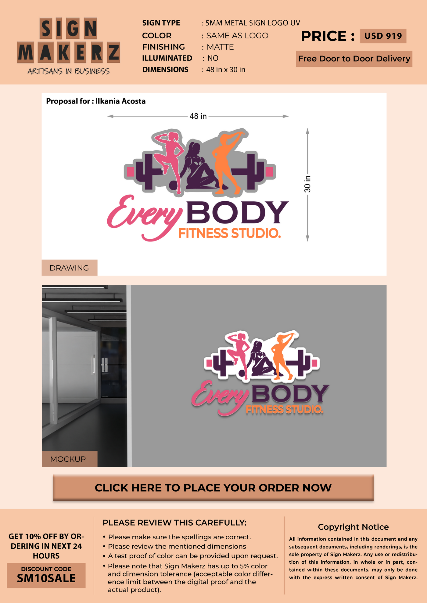 Business signage for Ilkania Acosta