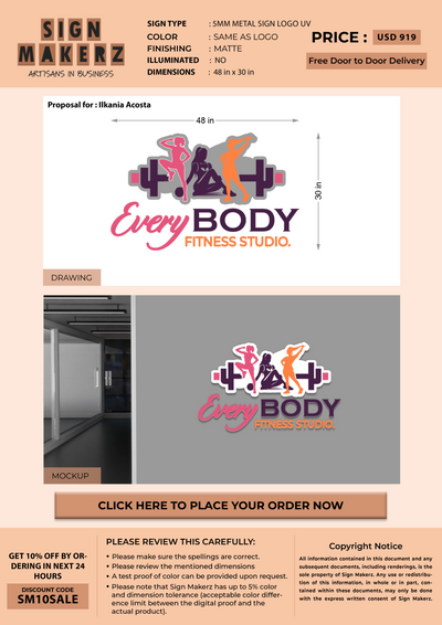 Business signage for Ilkania Acosta