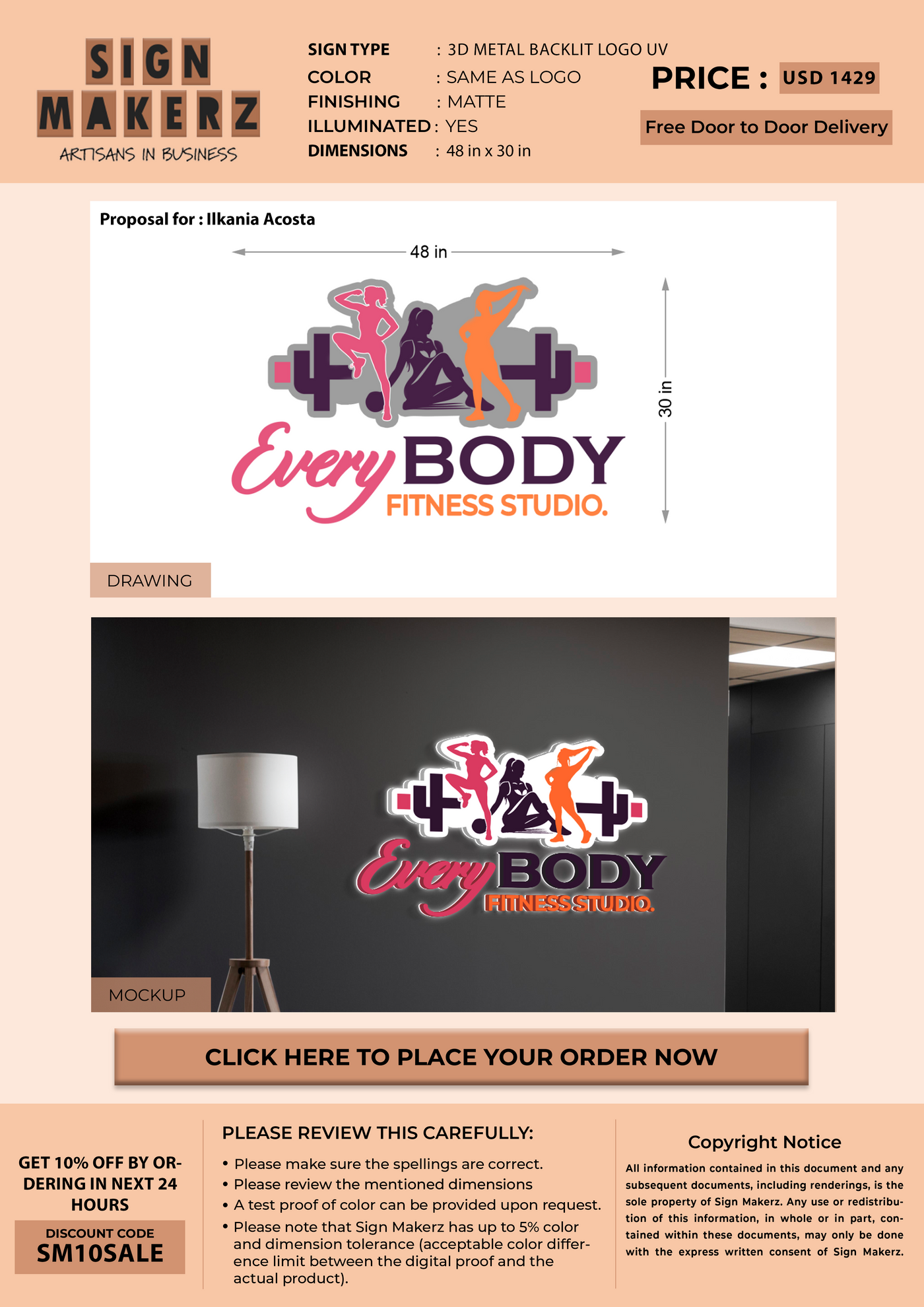 Business signage for Ilkania Acosta