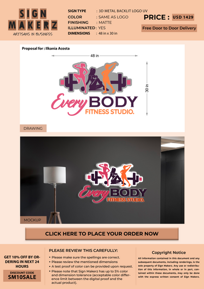 Business signage for Ilkania Acosta