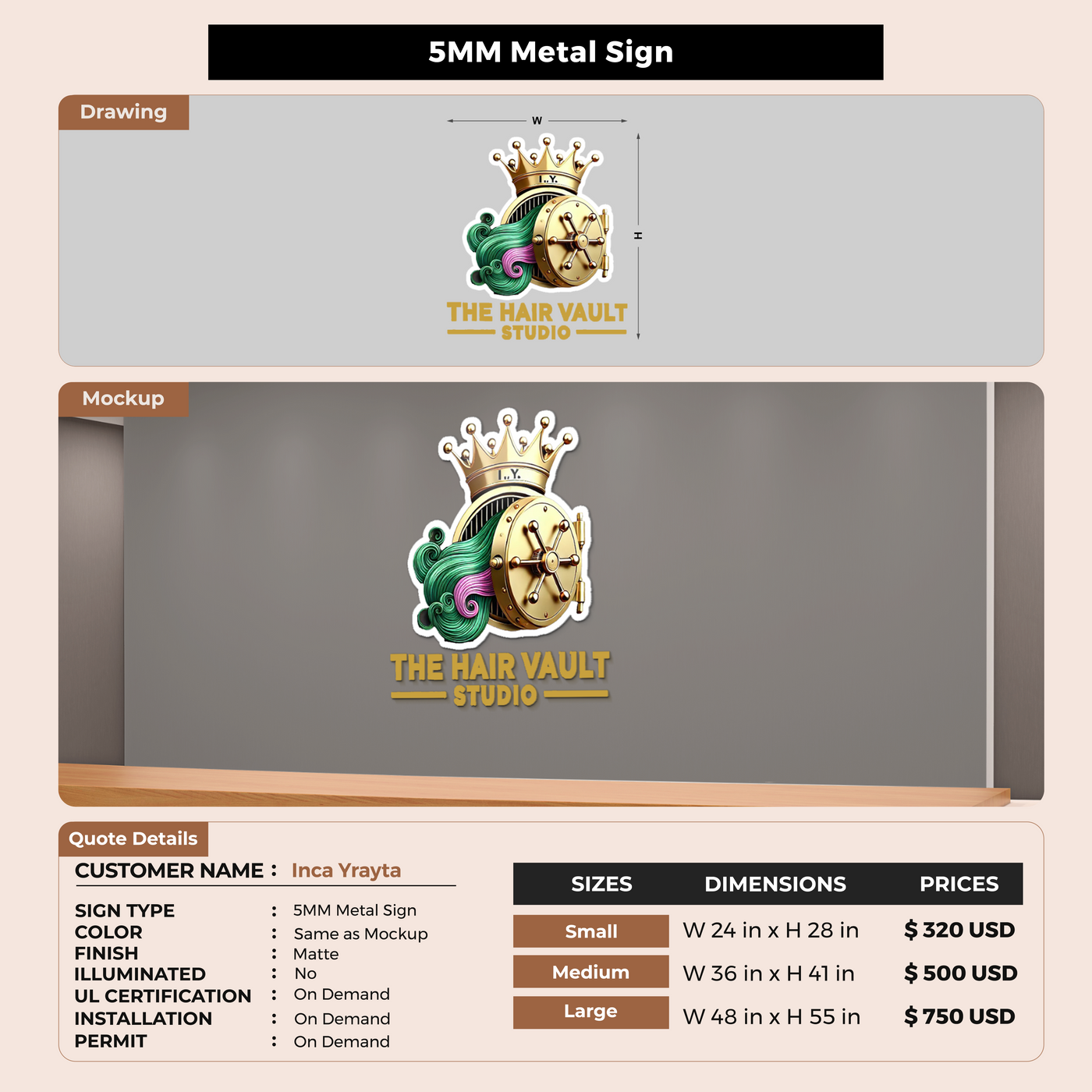 Custom Signs For Inca Yrayta