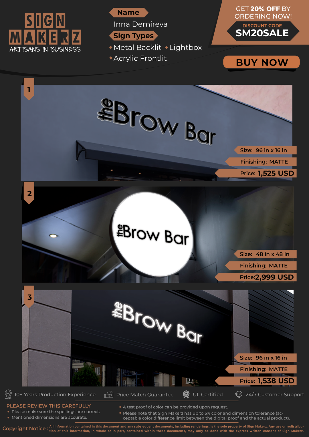 Business Signs for Inna Demireva